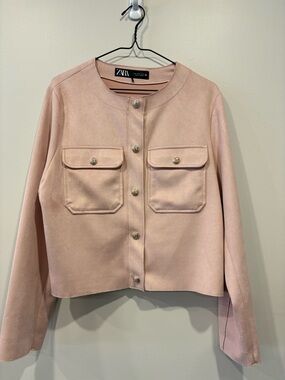 Zara 20” PTP Blush Pink FAUX suede Jacket